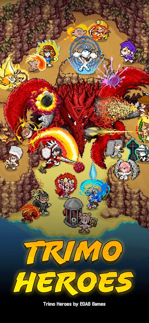 Bạn đảm nhận một nhiệm vụ liên hành tinh trong game Trimo Heroes Pixel Offense