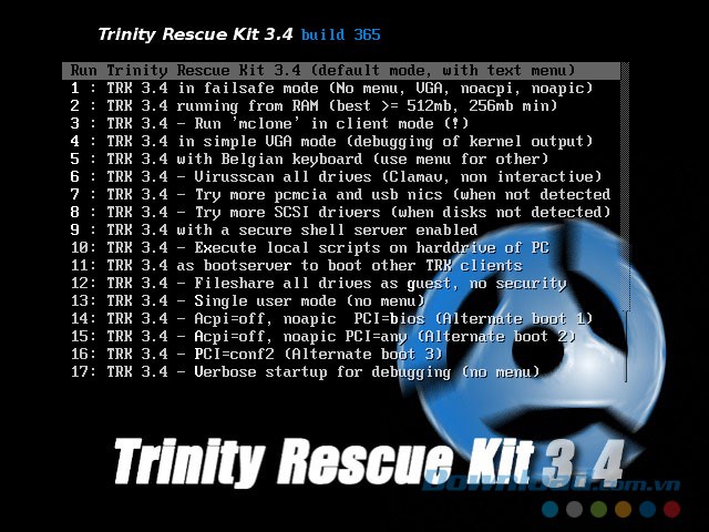 Giao diện Trinity Rescue Kit