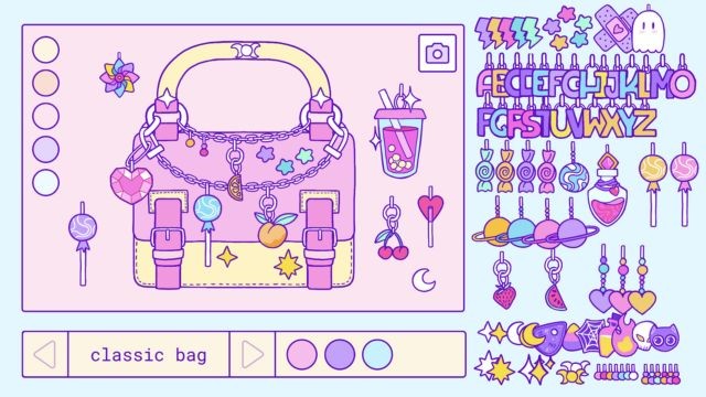 Tiến bộ trong Trinket Bag Maker game để mở khóa hơn 100 mẫu charm, phụ kiện