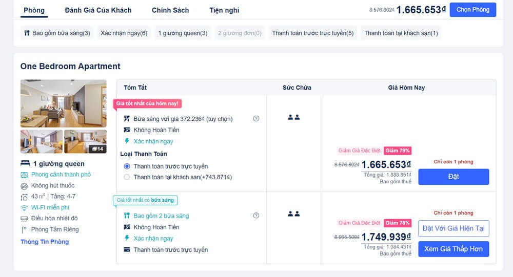 Đặt phòng khách sạn trên trang Trip.com