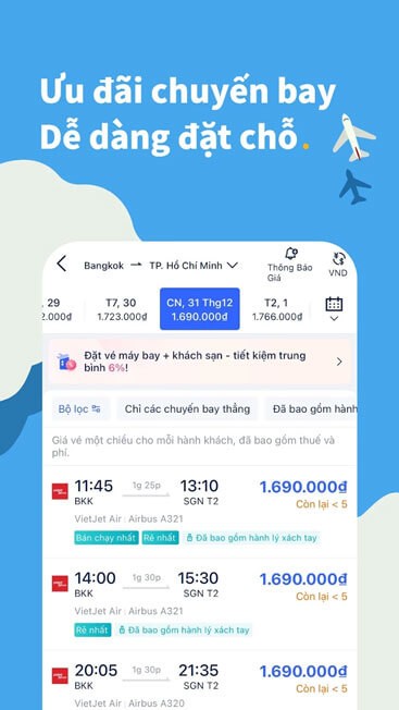 Dễ dàng đặt vé máy bay