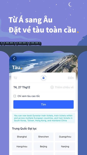 Đặt vé tàu trên toàn cầu