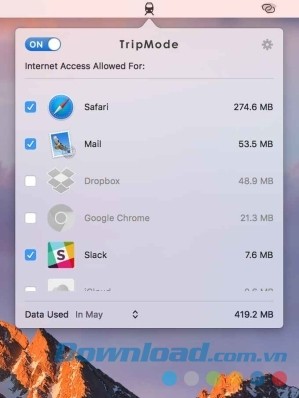 Ứng dụng quản lý mạng 3G TripMode cho Mac