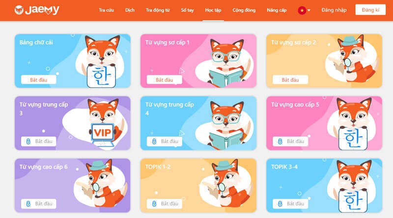 Học tiếng Hàn trên Từ điển Hàn Việt Jaemy