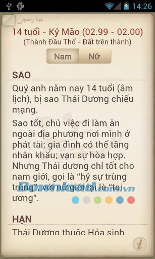 Tử vi vận hạn Nhâm Thìn 2012 for Android