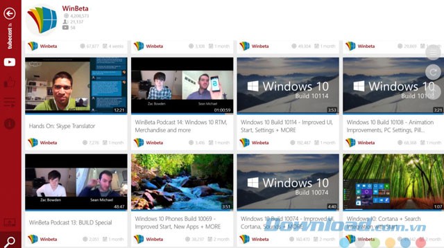 Giao diện chính của ứng dụng Tubecast for YouTube