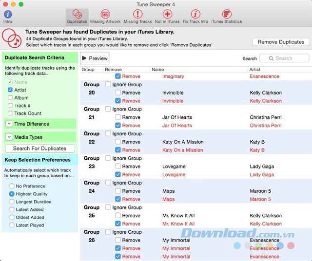 Giao diện Tune Sweeper cho Mac