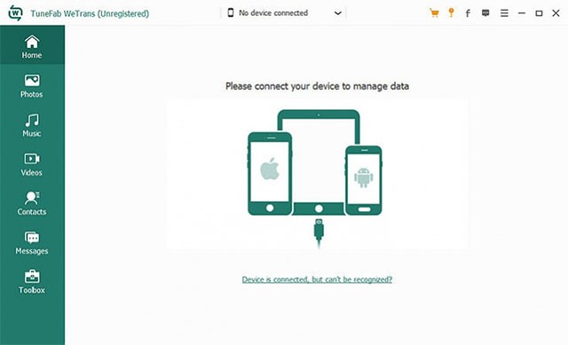Giao diện thân thiện, dễ sử dụng của phần mềm TuneFab WeTrans