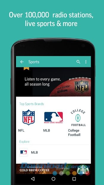 TuneIn Radio hỗ trợ hơn 100 nghìn đài phát