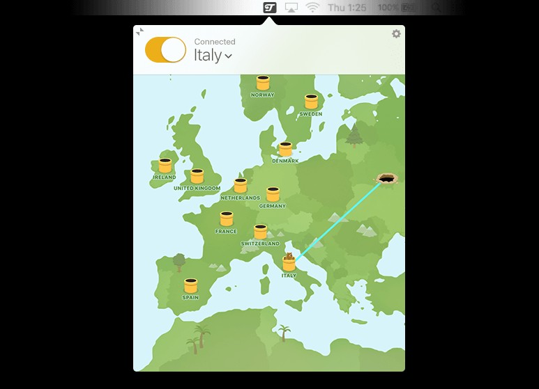 Giao diện TunnelBear