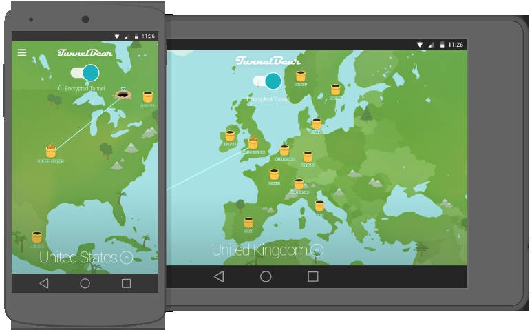 Giao diện TunnelBear for Android