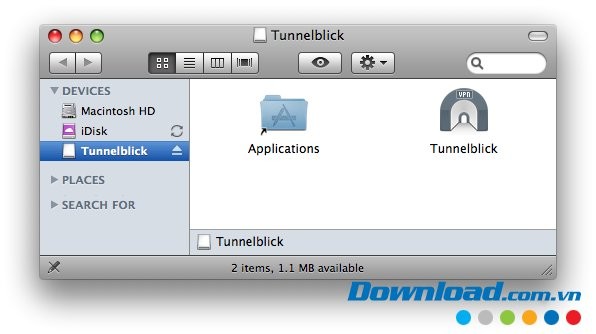 Tunnelblick với giao diện màn hình chính cho MAC
