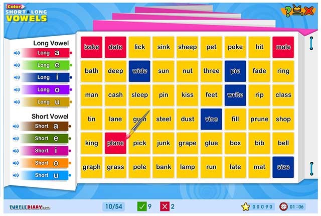 Các trò chơi trong Turtle Diary tương thích với trẻ từ mẫu giáo đến lớp 5