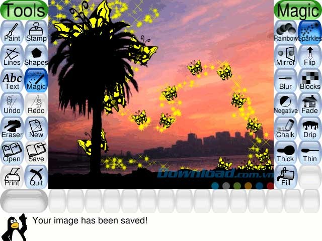 Giao diện thoáng mắt của Tux Paint