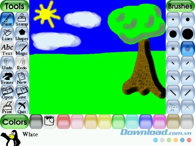 Tux Paint để trí sáng tạo, tưởng tượng của các bé được bay cao, bay xa