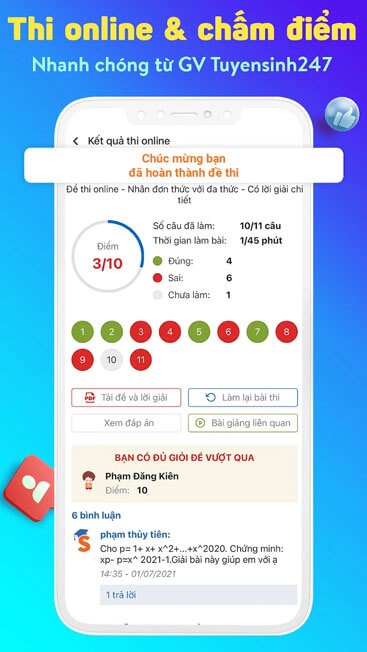 Thi online chấm điểm ngay