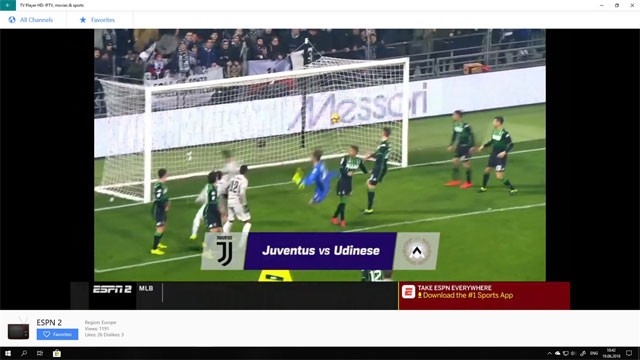 TV Player HD là ứng dụng xem TV tuyệt vời cho fan thể thao