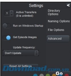 Mục Advanced của TV Show Renamer