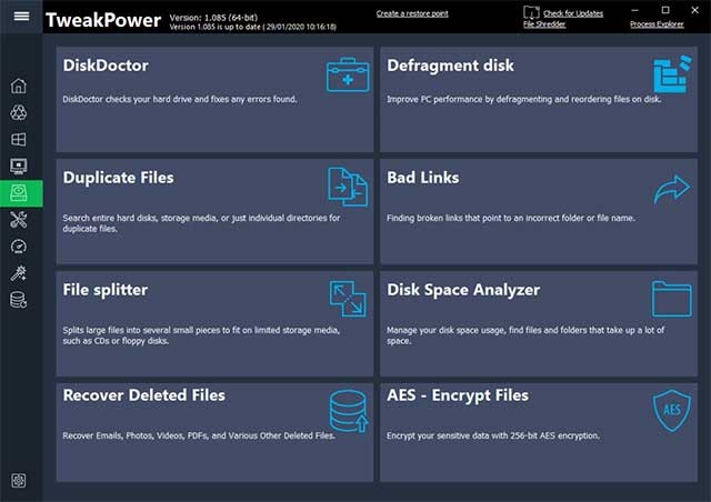 Tweak Power có rất nhiều tính năng hữu ích để nâng cao hiệu suất cho PC