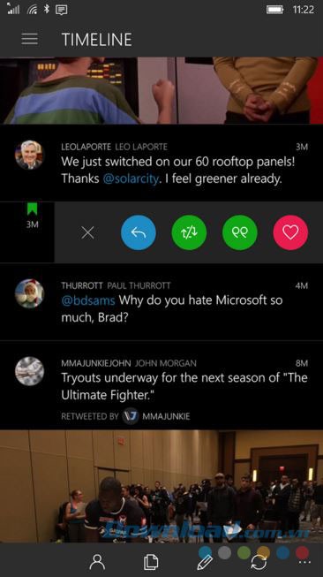 Các lựa chọn thao tác và bình luận
