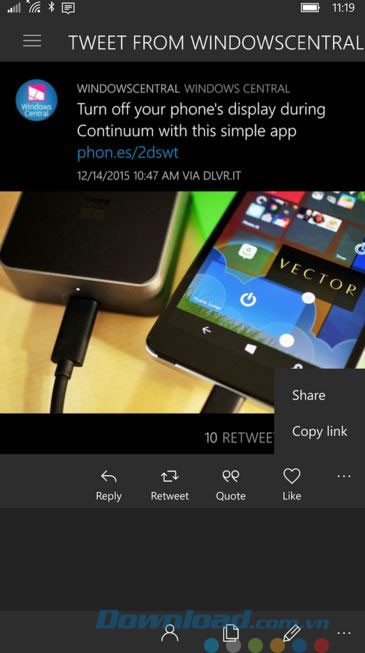 Thao tác với từng tweet