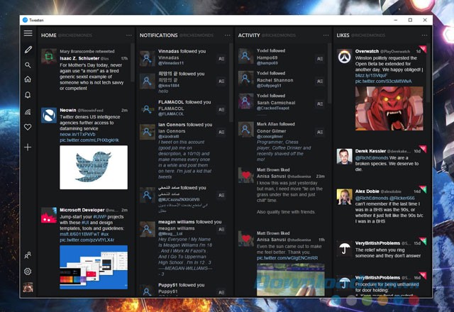 Giao diện ứng dụng Tweeten