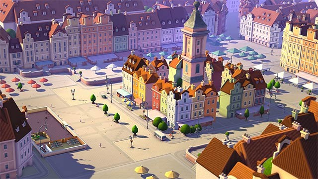 Thiết kế trường Đại học với khuôn viên rộng, nhiều cây xanh, ghế đá, cảnh quan đẹp