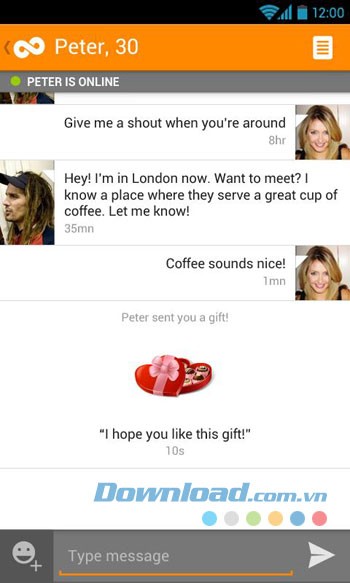 Giao diện sử dụng ứng dụng Twoo trên Android
