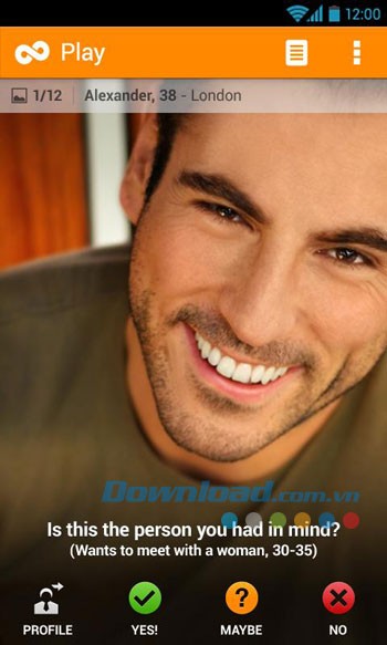 Giao diện sử dụng ứng dụng Twoo trên Android