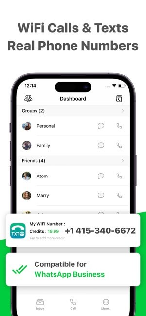 TXT Me Now cho bạn gọi điện, nhắn tin tới số điện thoại thực qua Wifi