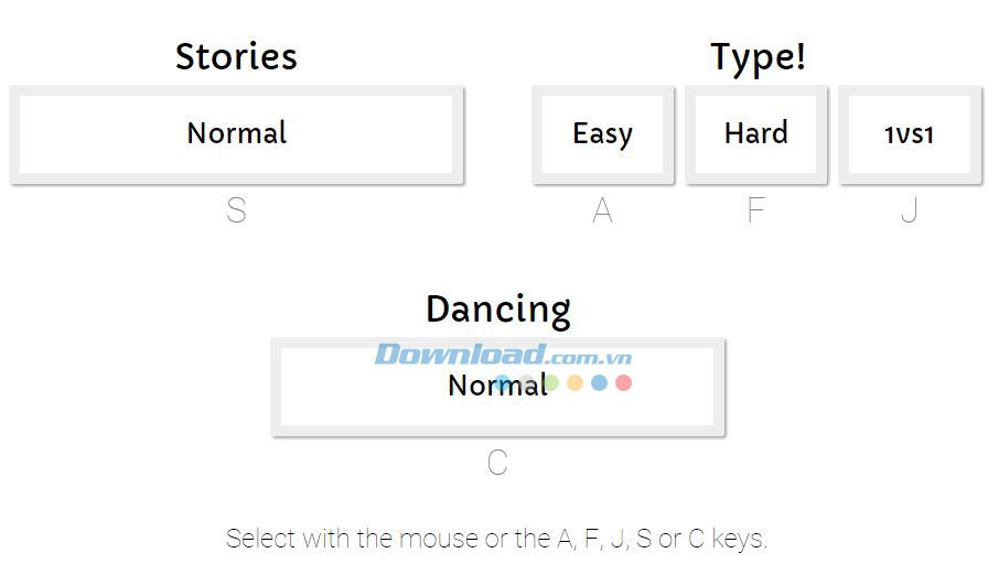 Chọn kiểu chơi trong Typist