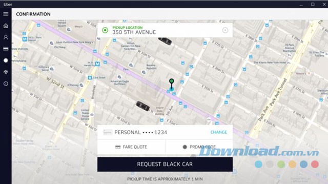 Gọi taxi bằng máy tính với Windows 10
