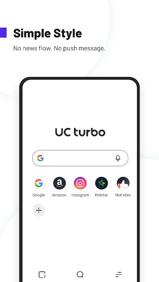 UC Browser Turbo sở hữu thiết kế tối giản