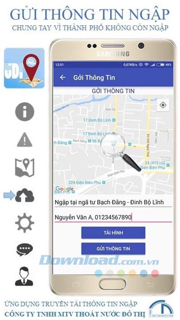 Gửi thông tin ngập úng