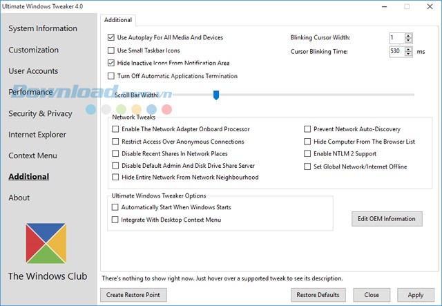 Những tinh chỉnh thêm khác