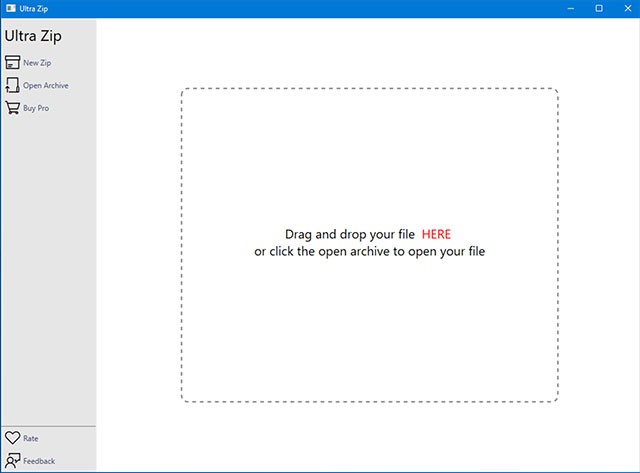 Giao diện dạng kéo thả tiện lợi của Ultra Zip