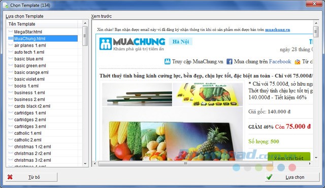 Cung cấp nhiều mẫu email có sẵn