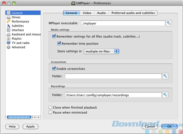 Tùy chỉnh giao diện của UMPlayer cho Mac