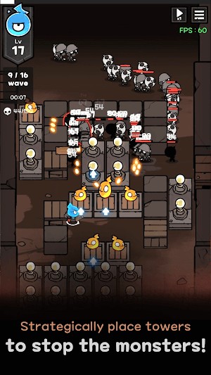 Đặt các tháp chiến lược để ngăn chặn quái vật