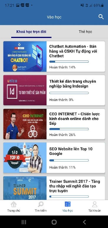 Khóa học trên Unica