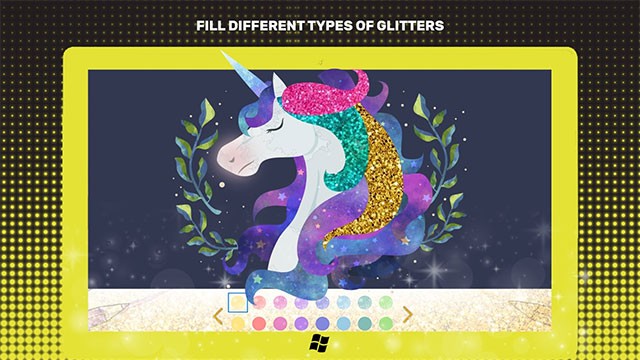 Sử dụng bảng màu phong phú của Unicorn Coloring Book để tô màu tranh