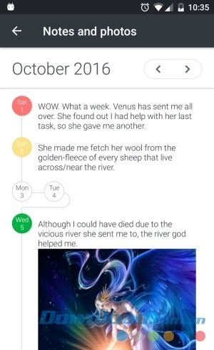 Giao diện ứng dụng Universal Diary cho Android