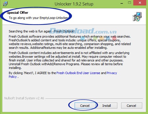 Từ chối cài đặt phần mềm không cần thiết