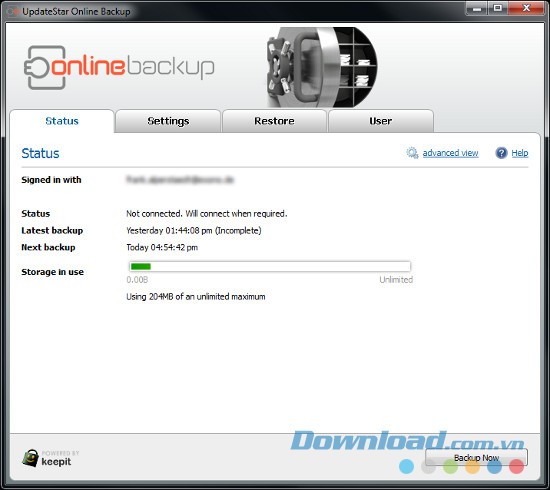 UpdateStar Online Backup