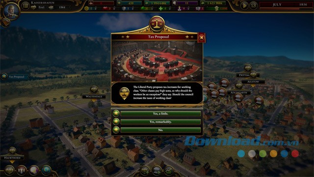 Điều chỉnh chính sách thuế trong game quản lý thành phố Urban Empire cho máy tính
