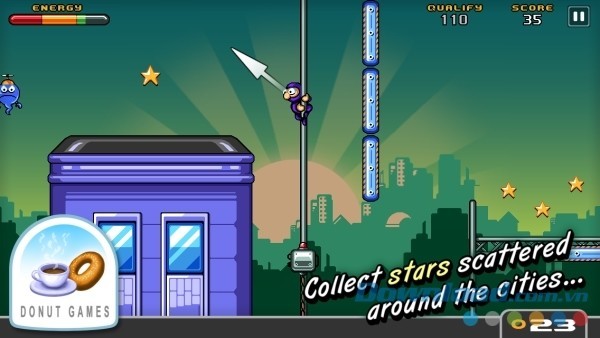 Thu thập ngôi sao rải rác quanh thành phố Urban Ninja cho Android