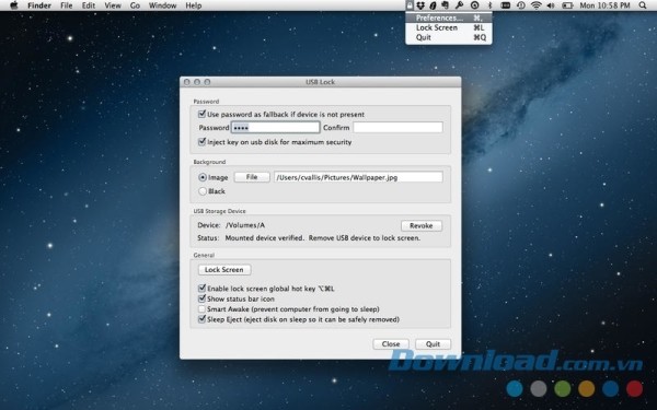 Ứng dụng khóa màn hình bằng cách tạo bảo mật hai lớp USB Lock cho Mac