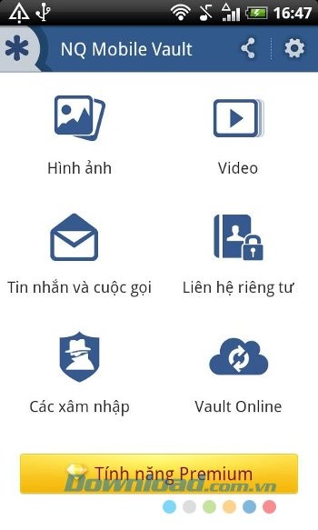 Các tính năng của Vault-Hide SMS, Pics & Videos