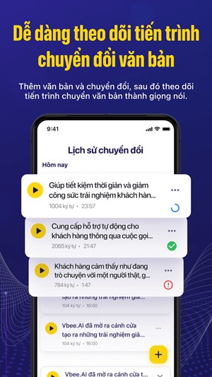 Dễ dàng theo dõi tiến trình