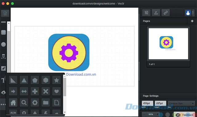 Một số hình có sẵn trong Vectr